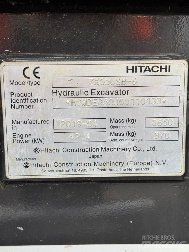 Hitachi ZX 85 US B-6 Väikeekskavaatorid 7t-12t