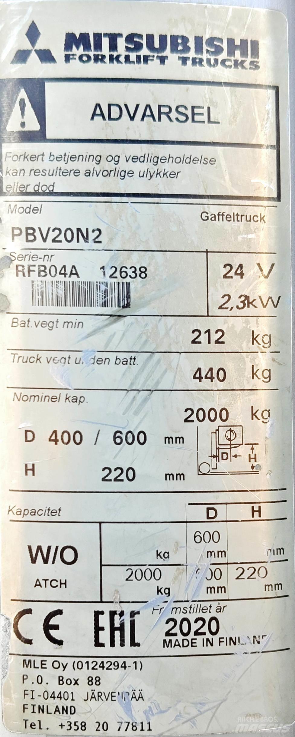 Mitsubishi PBV20N2 Kahveltõstukid - muud