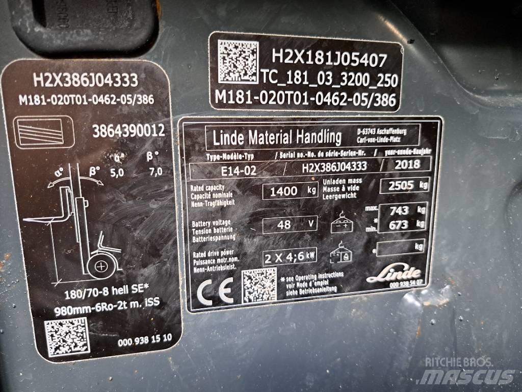 Linde E 14 EVO Elektritõstukid