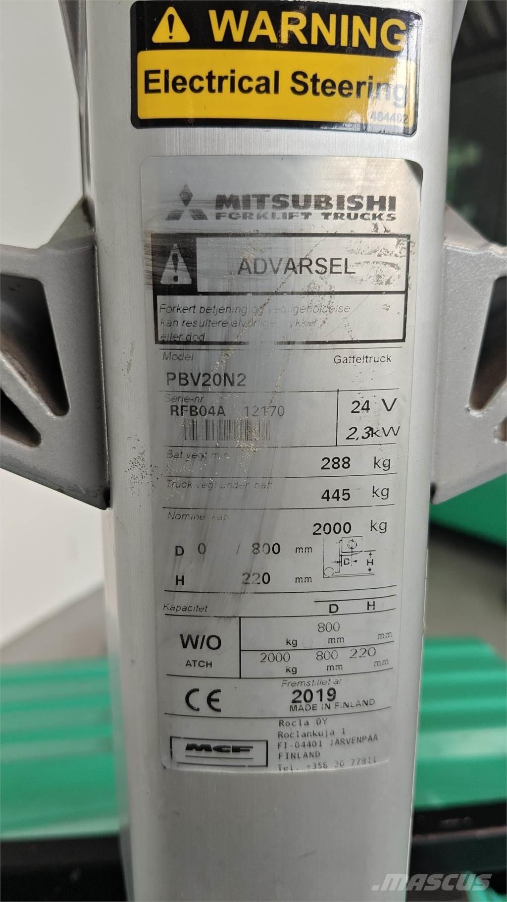 Mitsubishi PBV20N2 Kahveltõstukid - muud