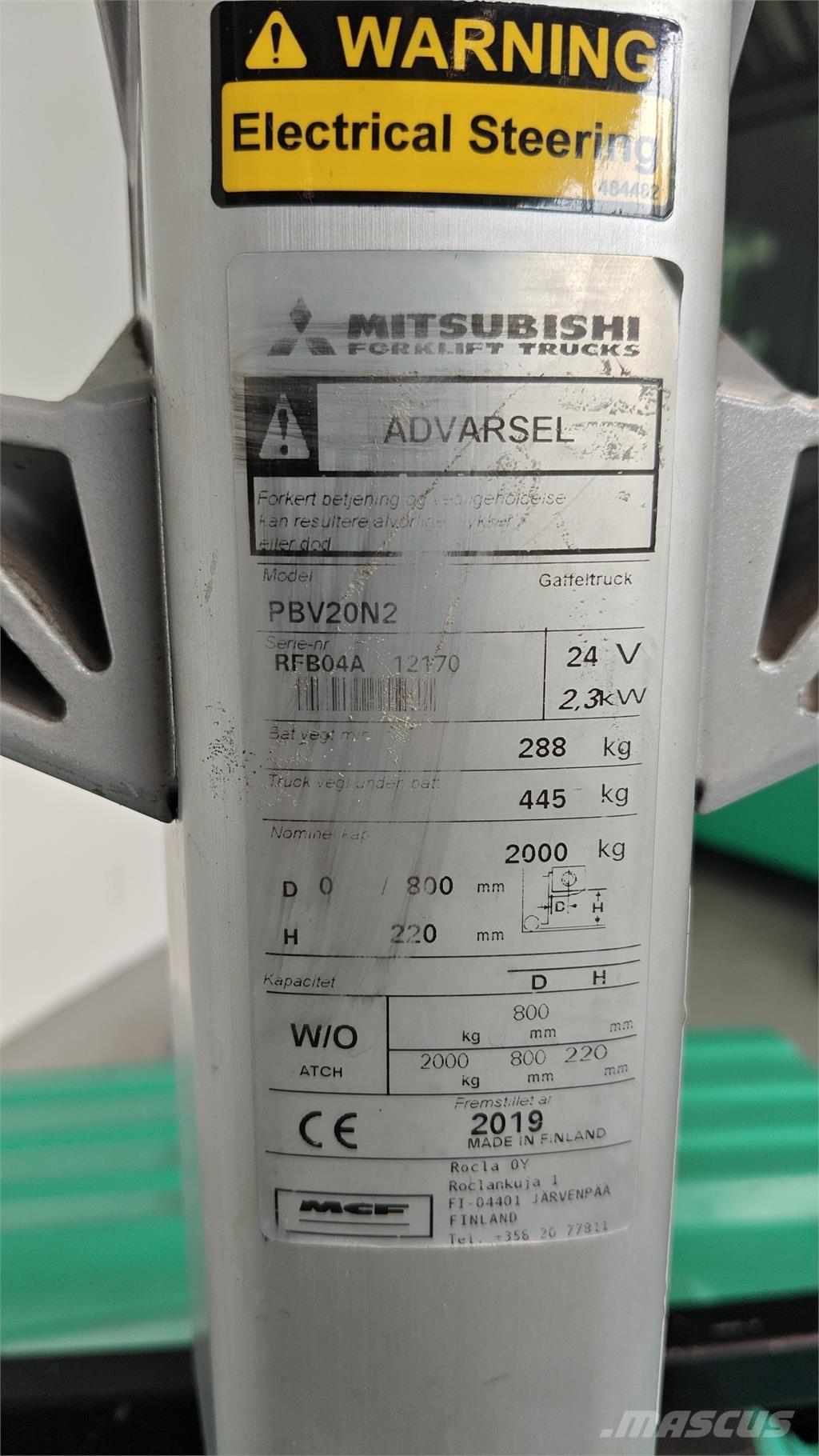 Mitsubishi PBV20N2 Platvormveok