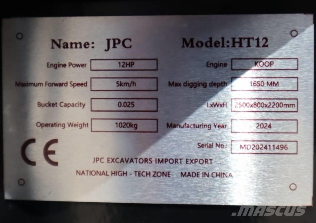 JPC HT 12 Miniekskavaatorid < 7 t