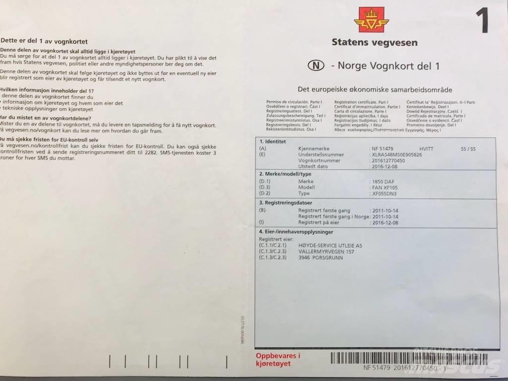 DAF 1850 FAN XF 105 Vintsiga puksiirid