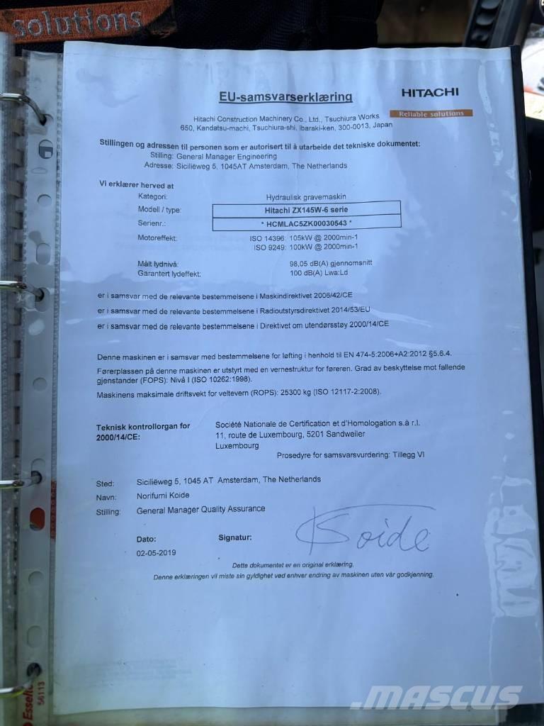 Hitachi ZX 145 W-6 Ratasekskavaatorid