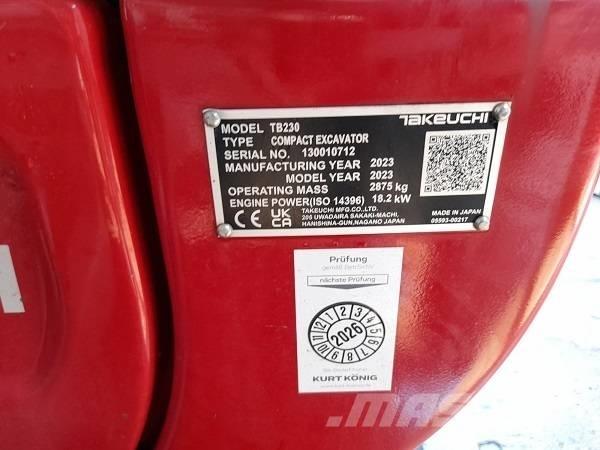 Takeuchi TB 230 Miniekskavaatorid < 7 t