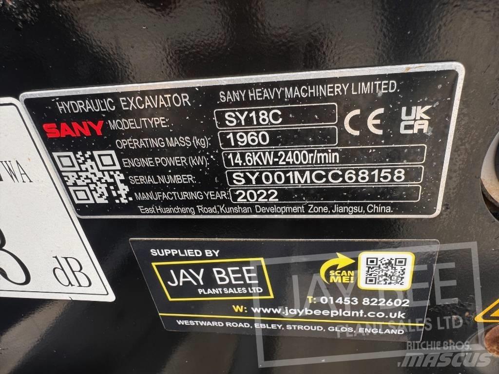 Sany SY 18 C Miniekskavaatorid < 7 t