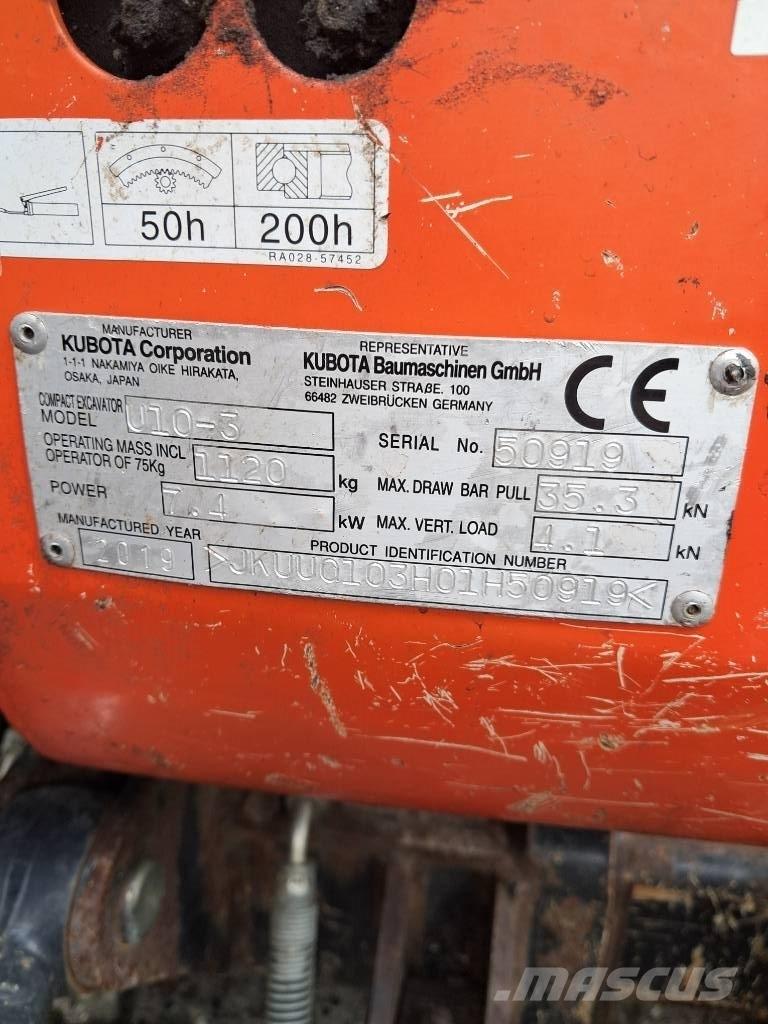 Kubota U 10-3 Miniekskavaatorid < 7 t