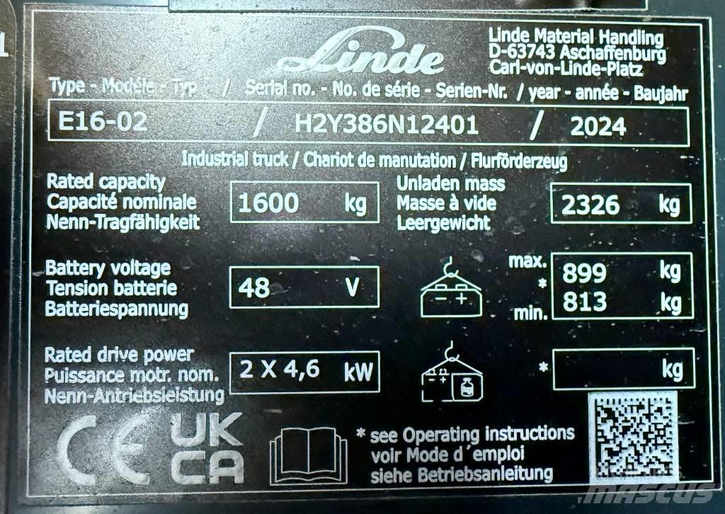 Linde E16/386-02 Elektritõstukid