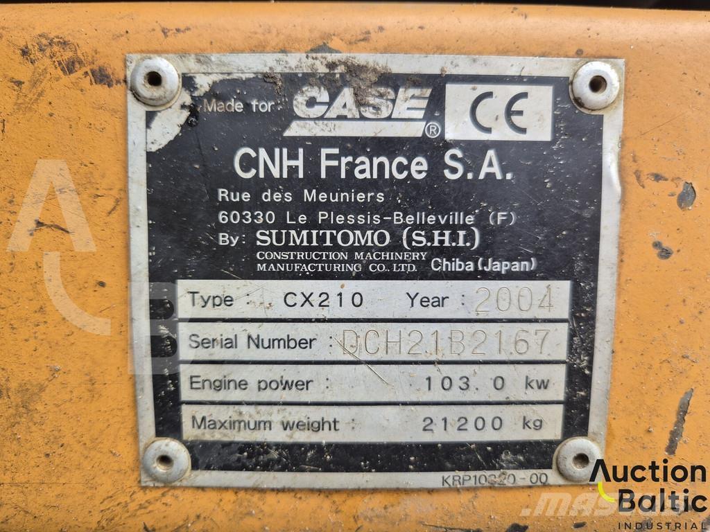 CASE CX 210 Roomikekskavaatorid