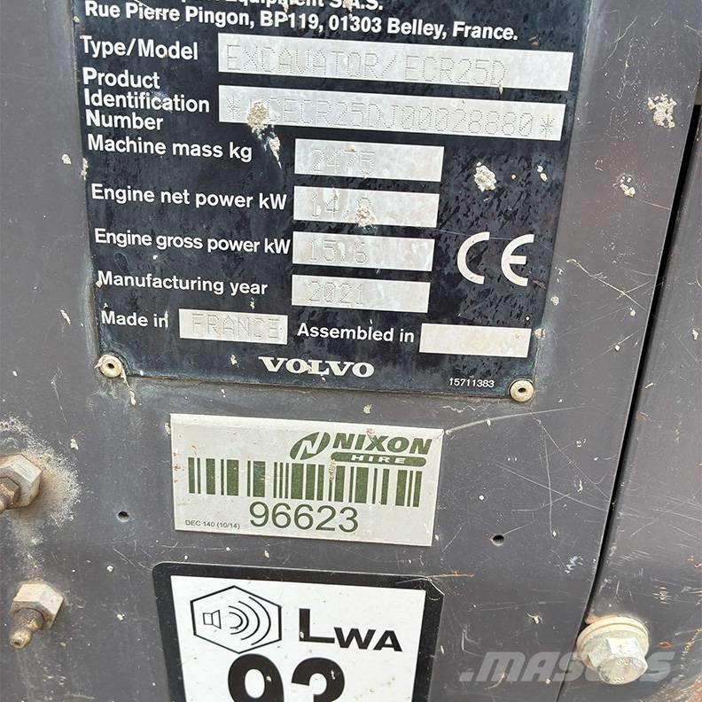 Volvo ECR25D Miniekskavaatorid < 7 t