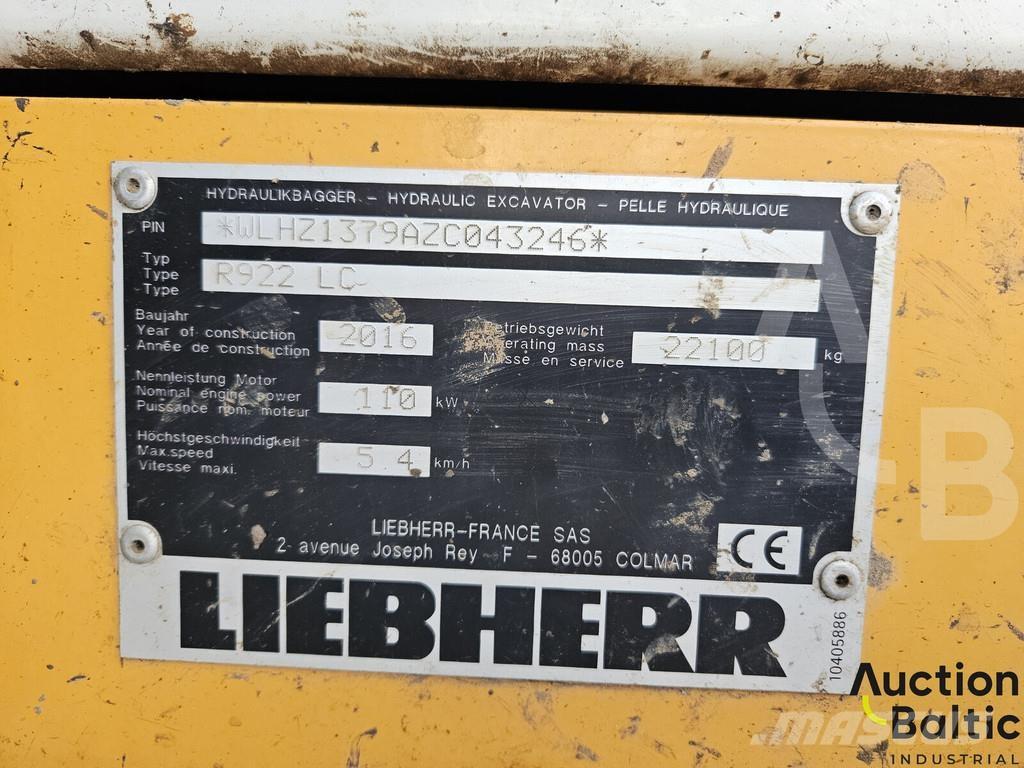 Liebherr R922 LC Roomikekskavaatorid