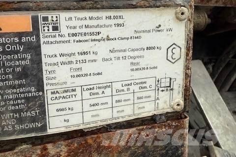 Hyster H 8.00 XL 5 Diiseltõstukid