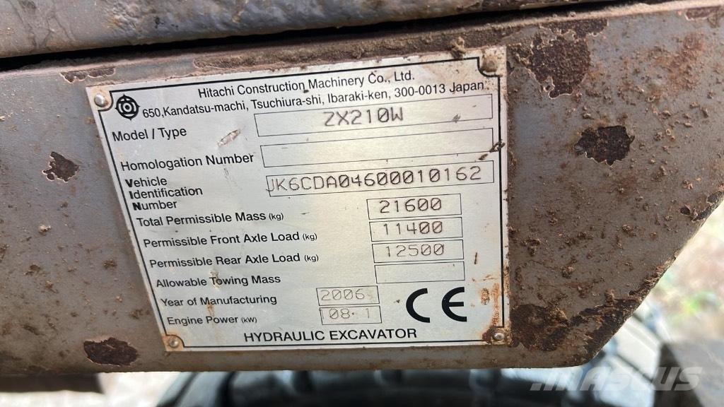 Hitachi ZX 210 W Ratasekskavaatorid