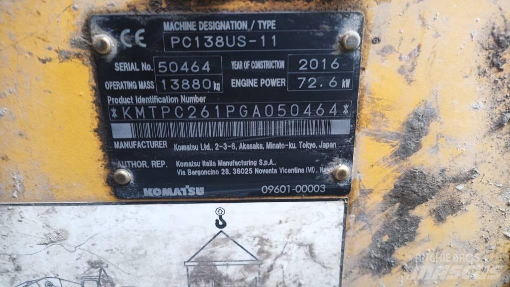 Komatsu PC 138 US Roomikekskavaatorid