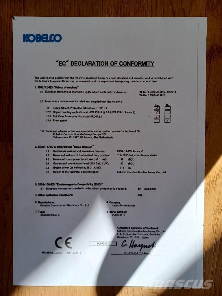 Kobelco SK 260 SR LC Roomikekskavaatorid