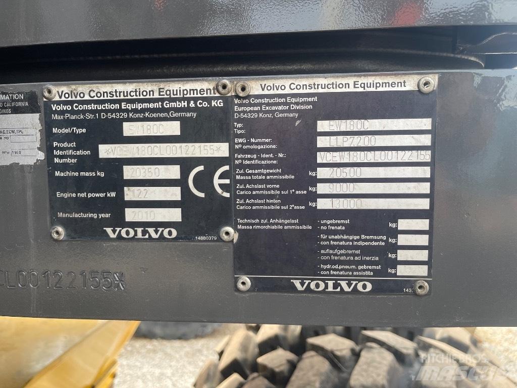 Volvo EW 180 C Ratasekskavaatorid