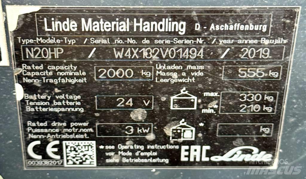 Linde N20HP/132 Madalkomplekteerimistõstuk
