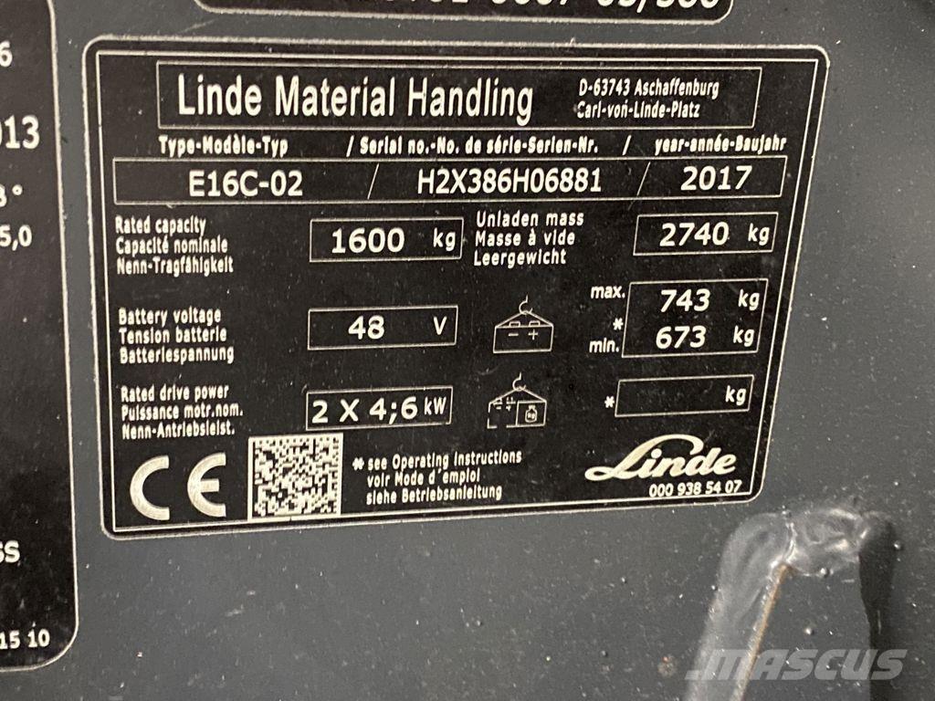 Linde E16C-02 Elektritõstukid