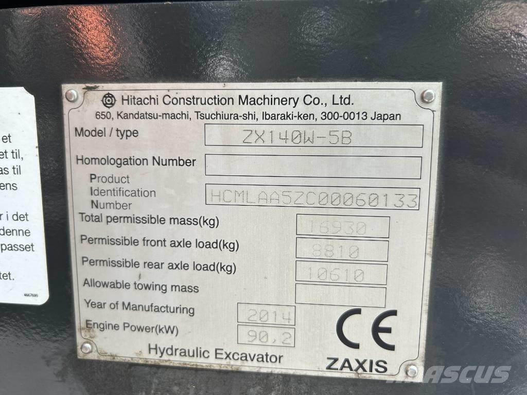 Hitachi ZX140W-5B Ratasekskavaatorid