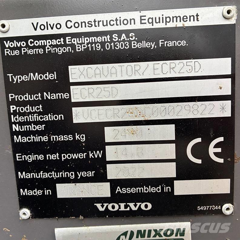 Volvo ECR25D Miniekskavaatorid < 7 t