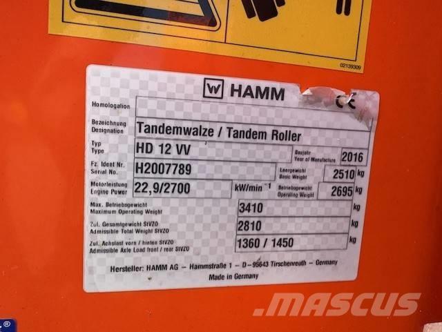 Hamm HD12 VV, Vält Tandemrullid