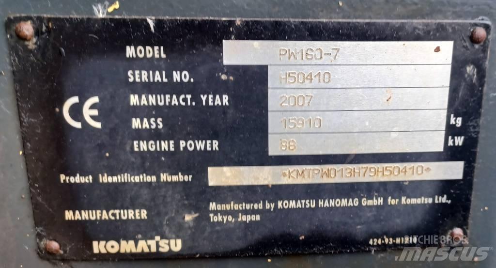 Komatsu PW 160-7 Ratasekskavaatorid