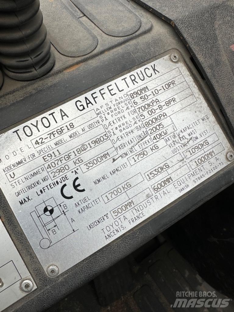 Toyota FG18 Gaasitõstukid