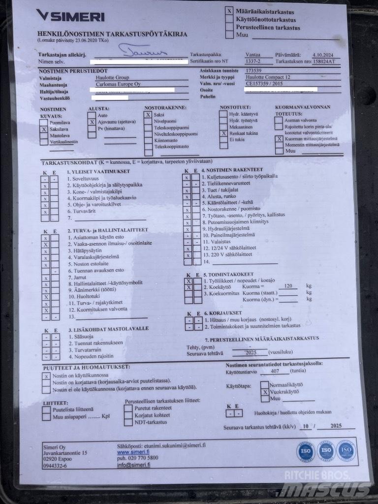 Haulotte Compact 12 Käärtõstukid
