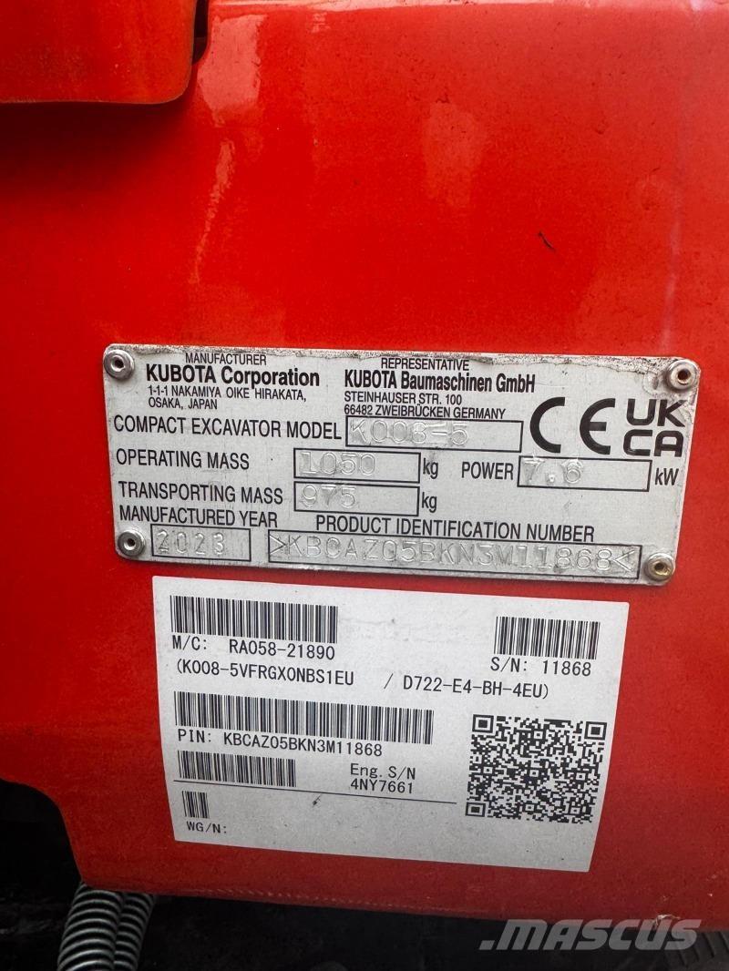 Kubota K008-5 Miniekskavaatorid < 7 t