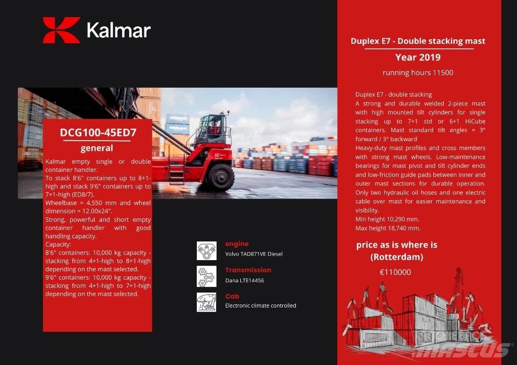 Kalmar DCG 100-45ED7 Konteineritõstukid