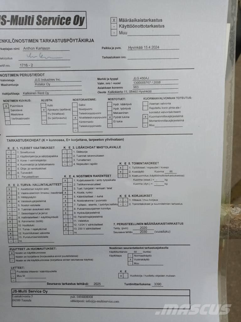 JLG 450 AJ Iseliikuvad poomtõstukid