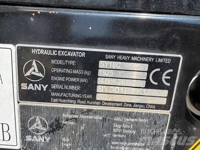 Sany SY 18 C Miniekskavaatorid < 7 t