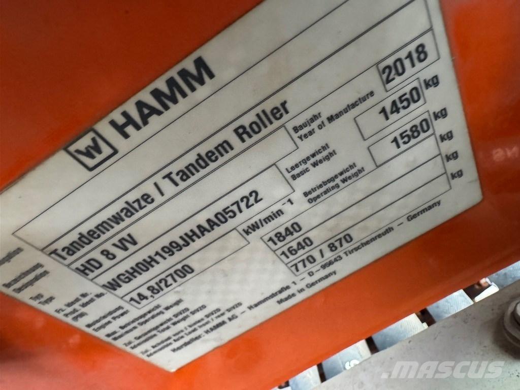 Hamm HD 8 VV Tandemrullid