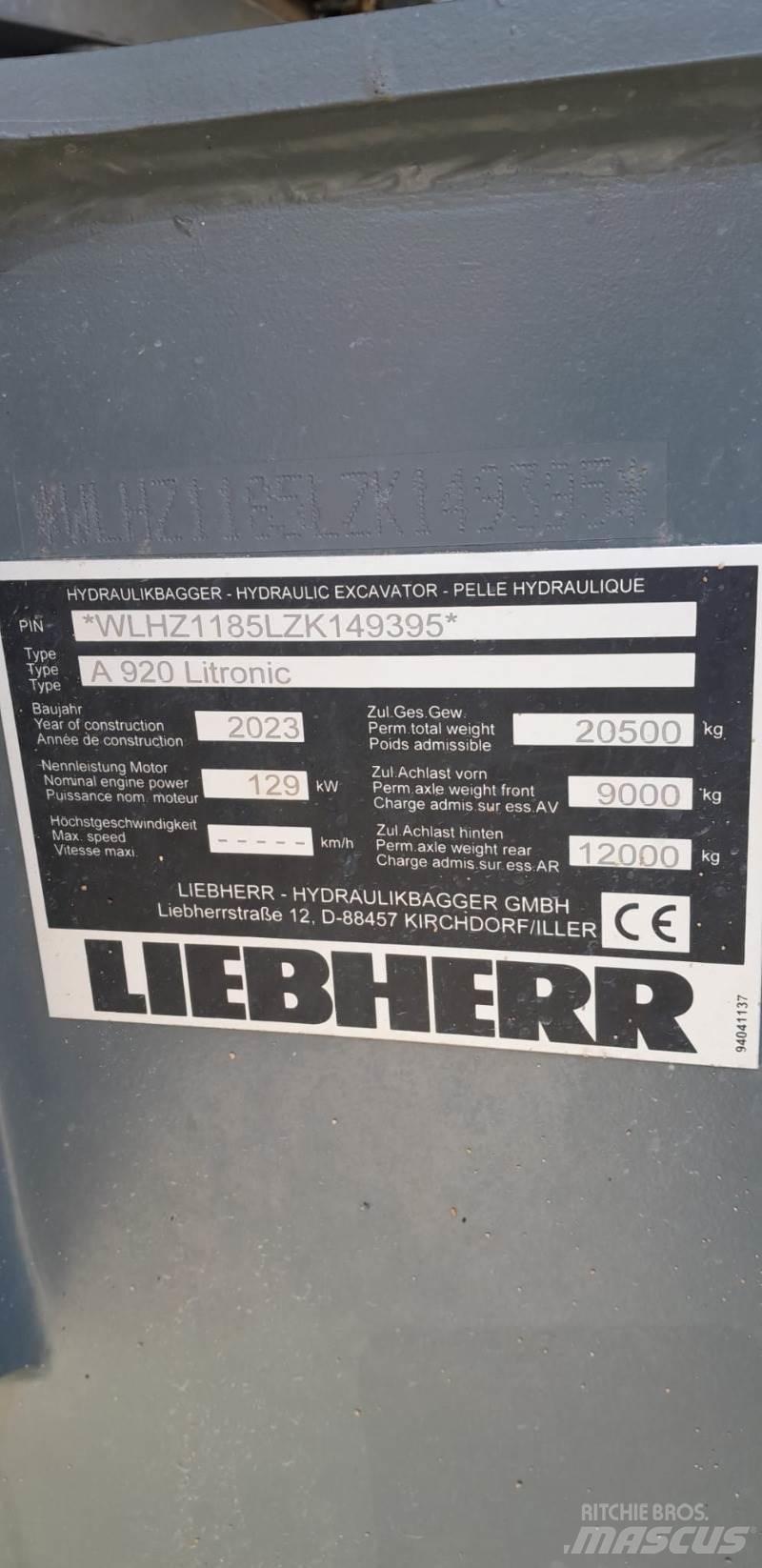 Liebherr A920 Ratasekskavaatorid