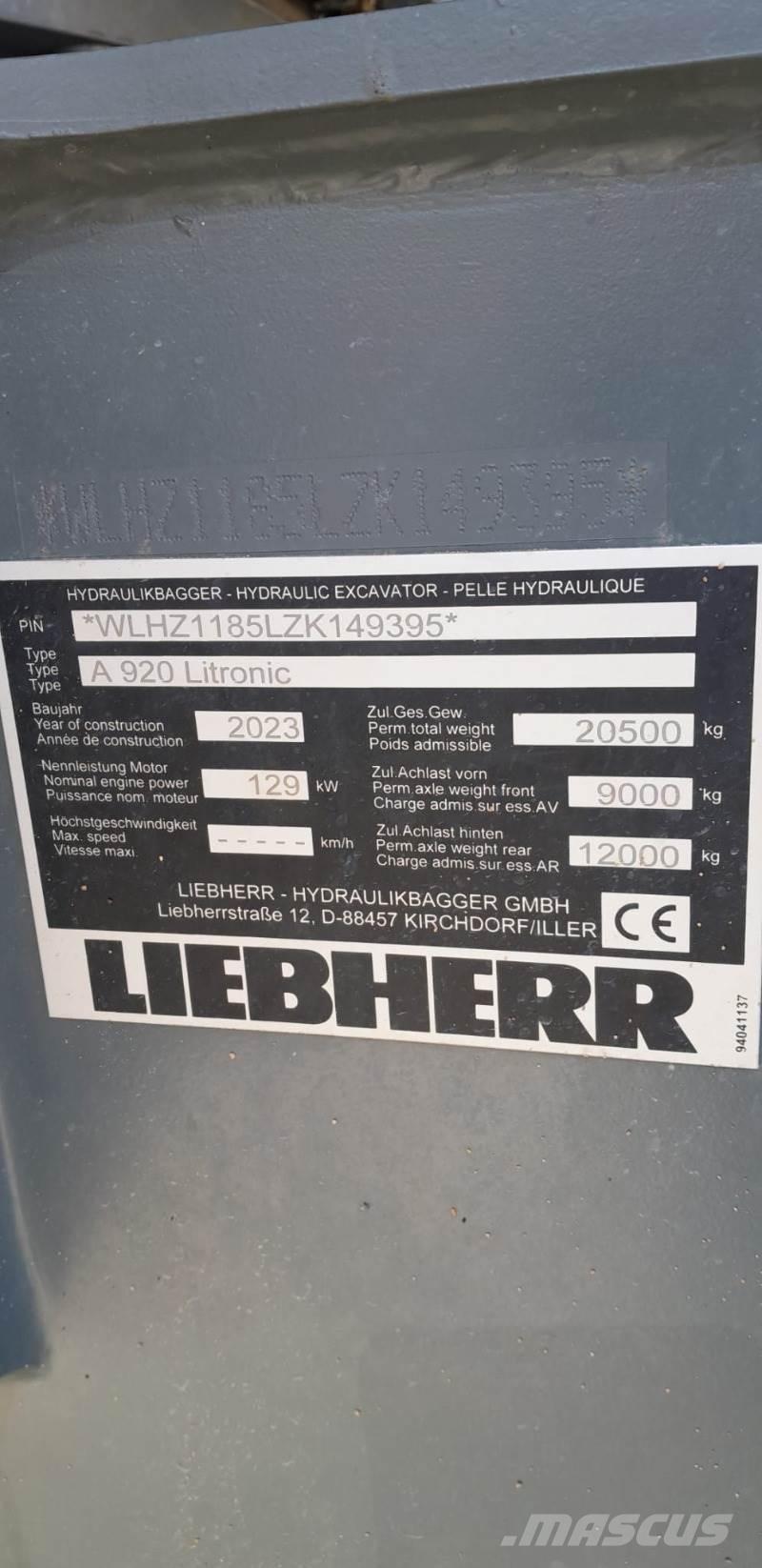 Liebherr A920 Ratasekskavaatorid