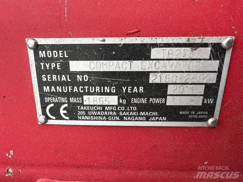 Takeuchi TB 216 Miniekskavaatorid < 7 t