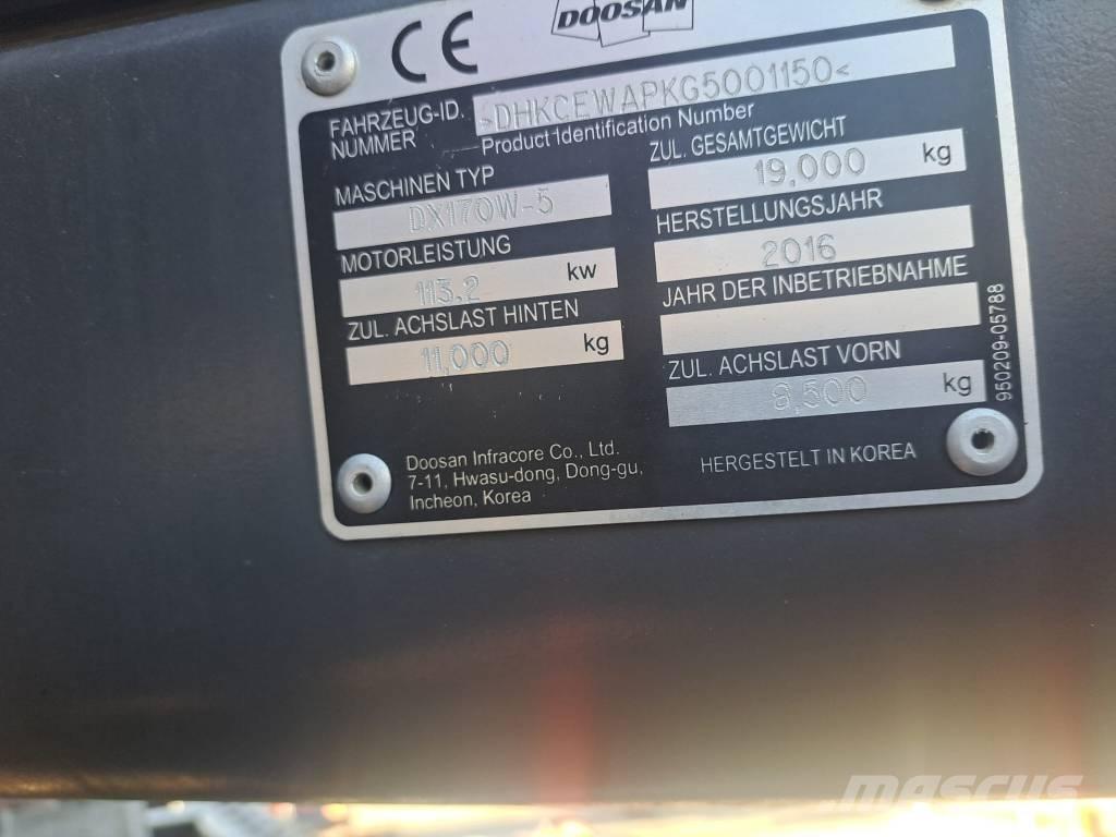 Doosan DX170W-5 Ratasekskavaatorid