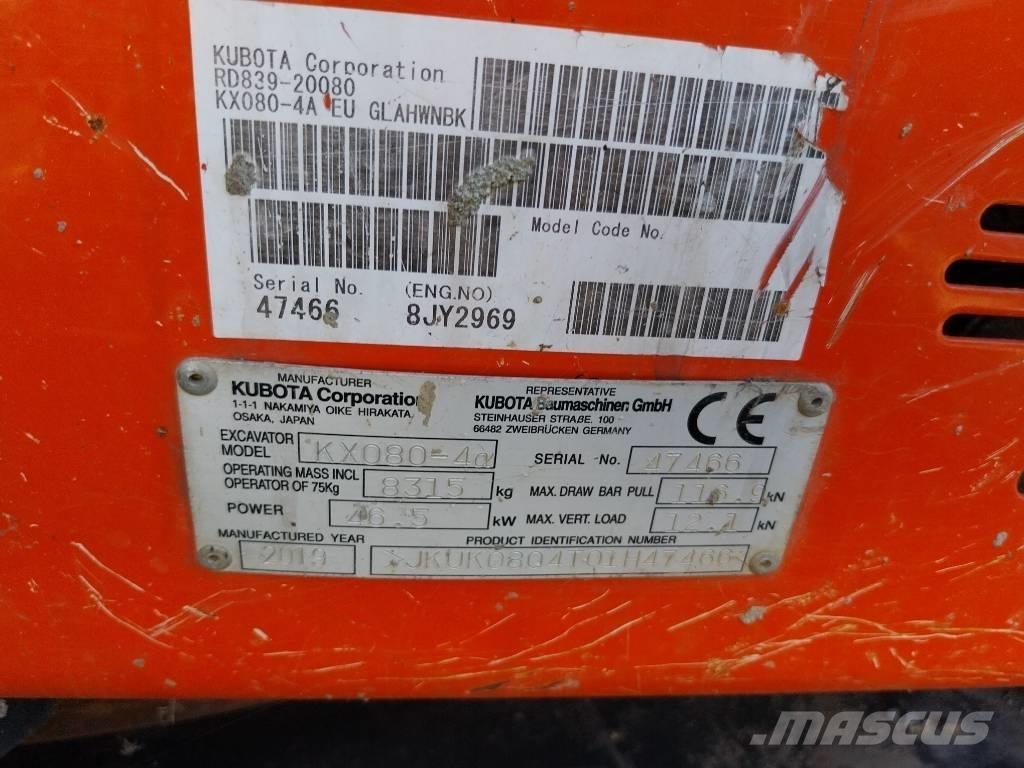 Kubota KX 080-4 Väikeekskavaatorid 7t-12t