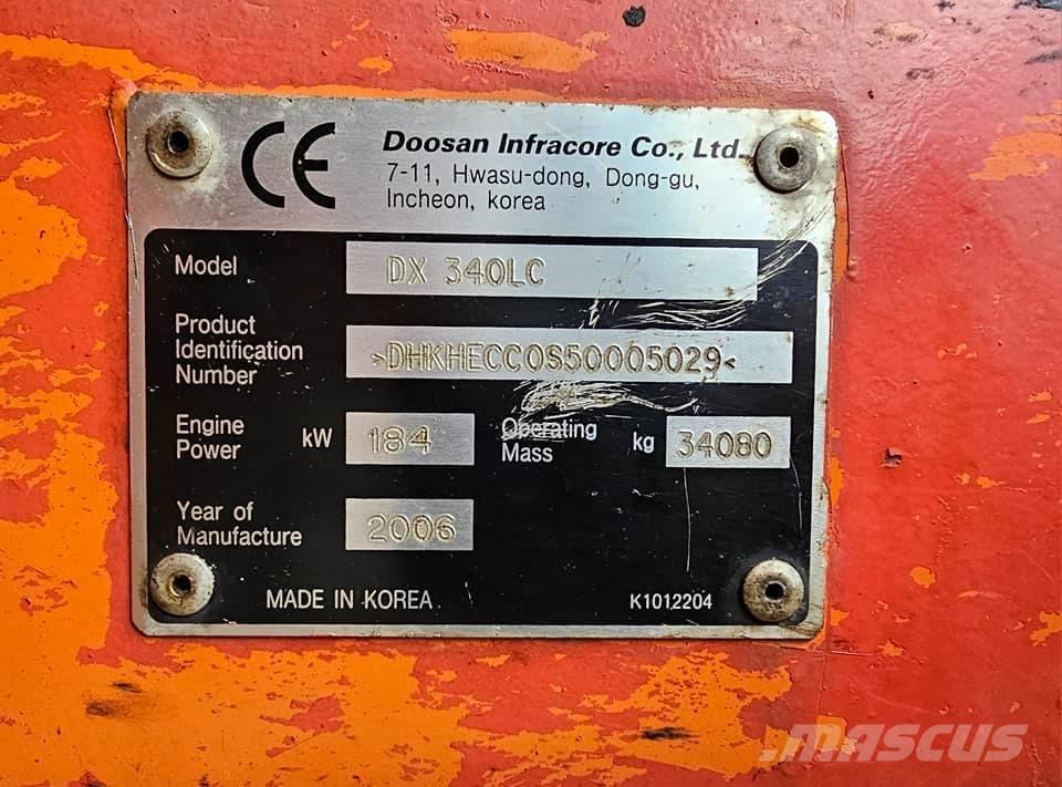 Doosan DX 340 LC Roomikekskavaatorid