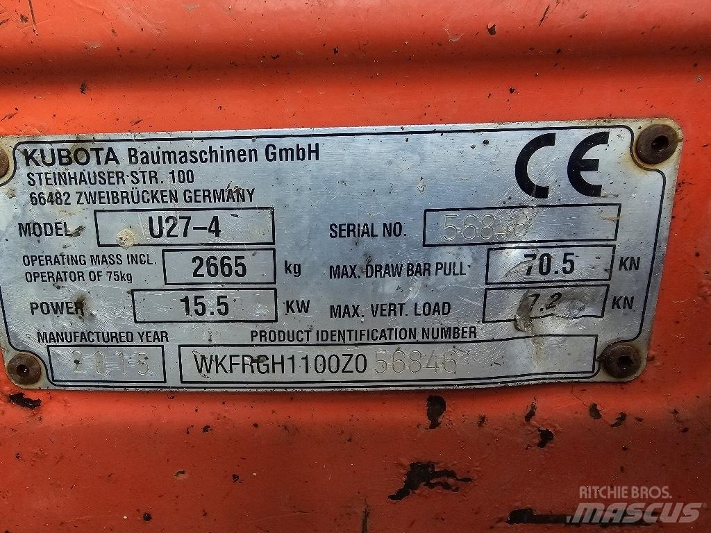 Kubota U 27-4 Miniekskavaatorid < 7 t