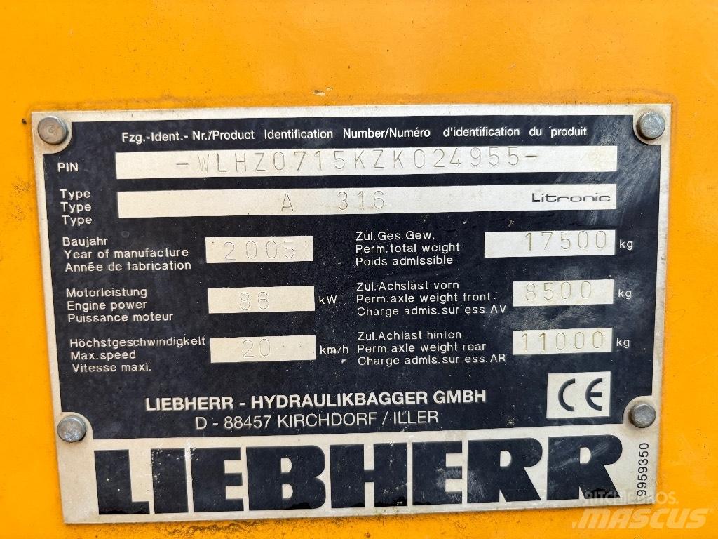 Liebherr A316 Ratasekskavaatorid
