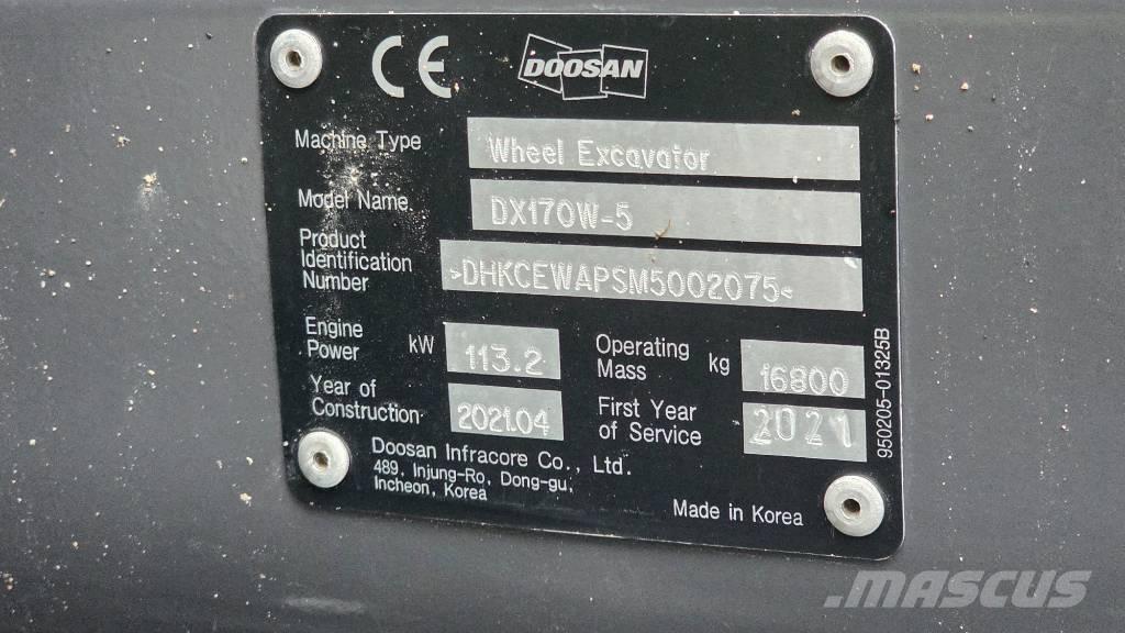 Doosan DX 170 W Ratasekskavaatorid