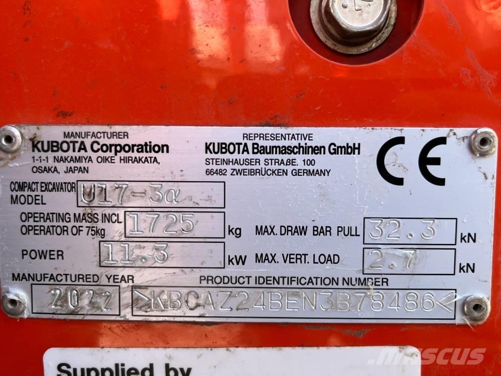 Kubota U 17-3 Miniekskavaatorid < 7 t