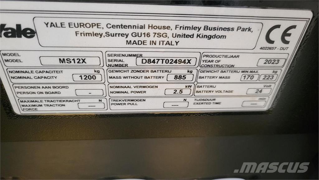 Yale MS12X Platvormiga virnastajad