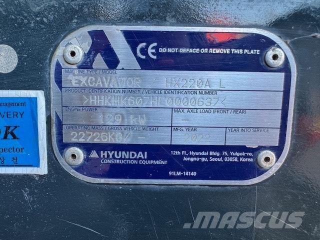 Hyundai HX 220 AL Roomikekskavaatorid