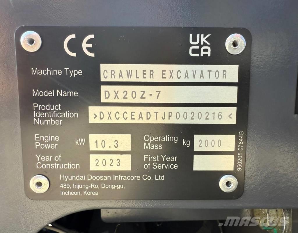 Doosan DX 20 Z-7 Miniekskavaatorid < 7 t