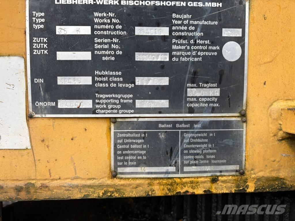 Liebherr 35 K Tornkraanad