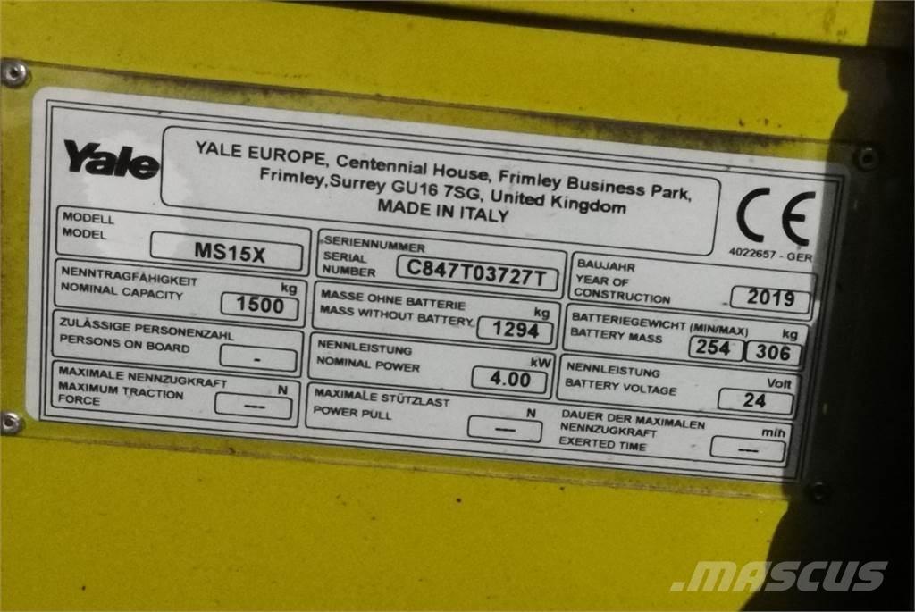 Yale MS15XSL Järelkäidavad virnastajad