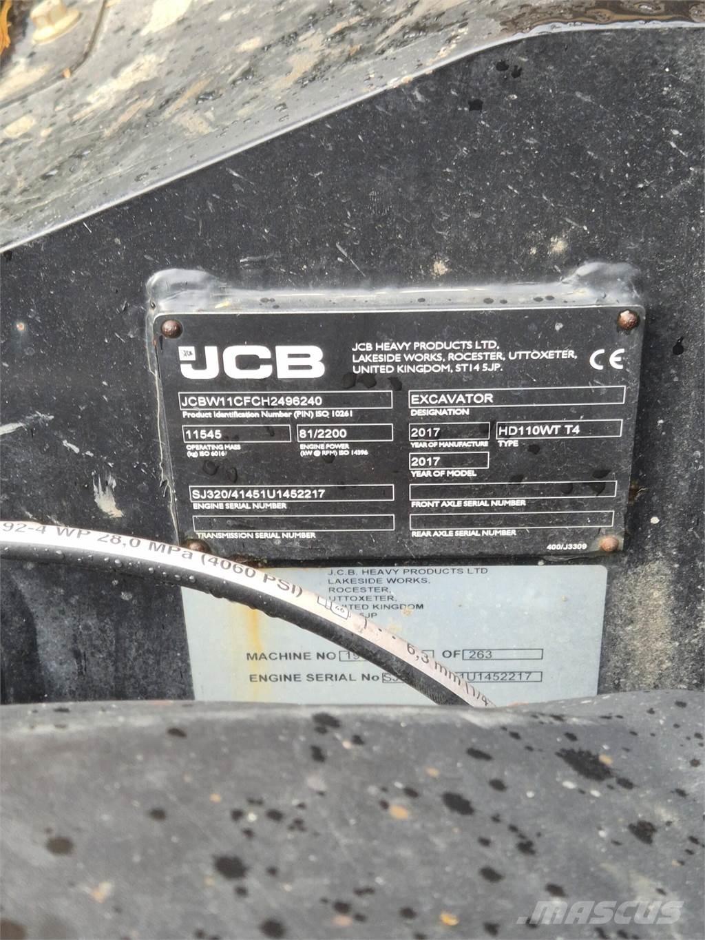 JCB 110W Hydradig Ratasekskavaatorid