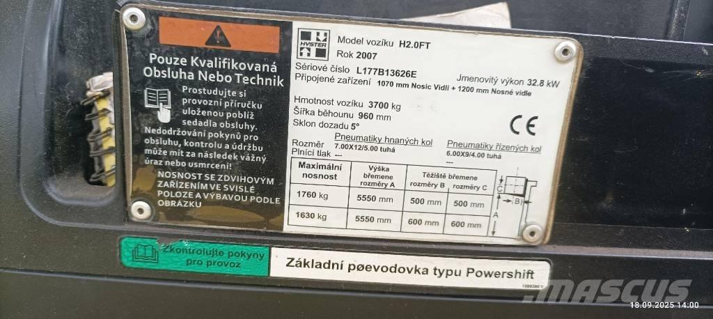 Hyster H2.0FT Gaasitõstukid